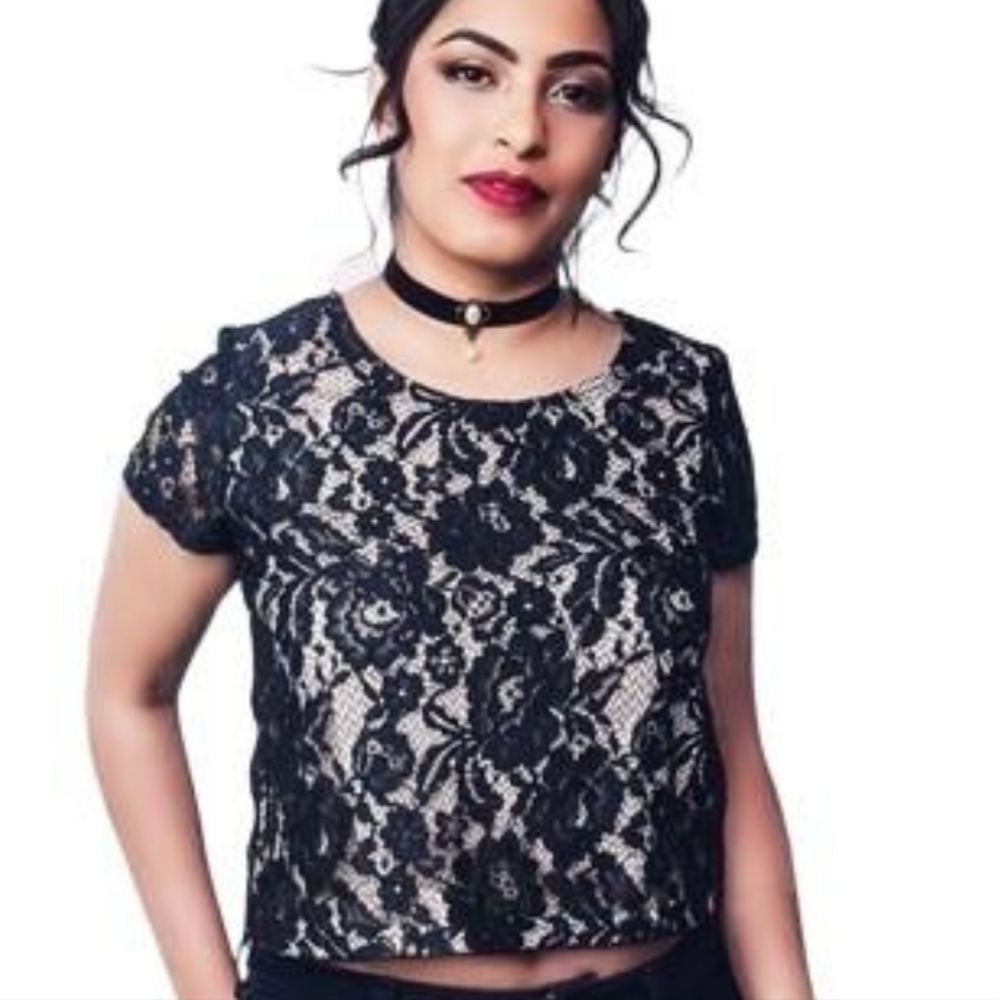 Black Lace Crop Top